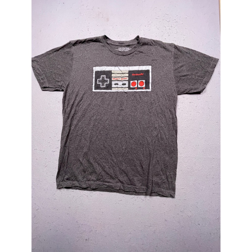 Nintendo T-Shirt Cotton Polyester Gray Heather Graphic Large Mens